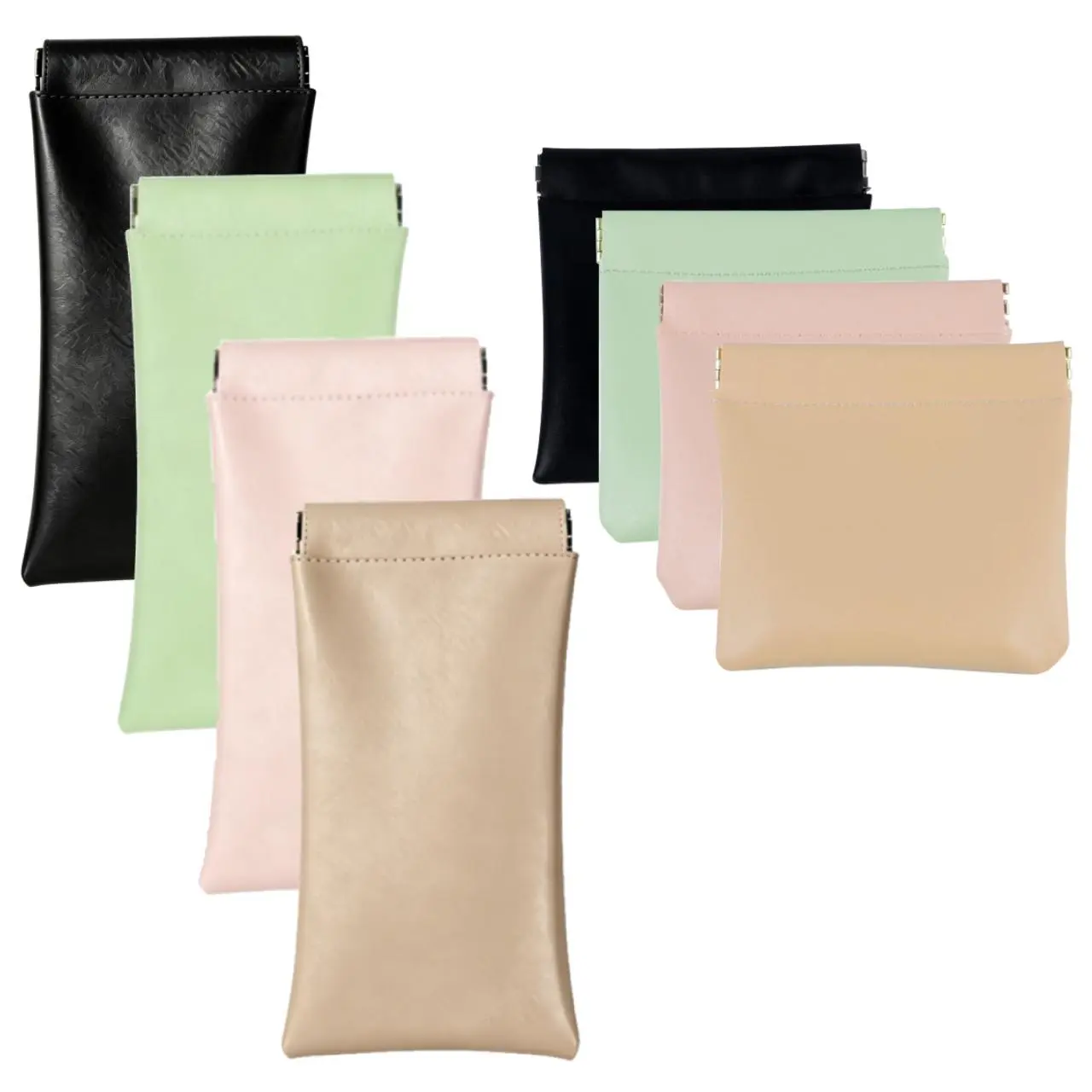 8 pieces mini portable storage bag, PU leather storage bag, used for storing sunglasses, change, headphones, data cable, lipstick, jewelry, suitable for travel, gift giving