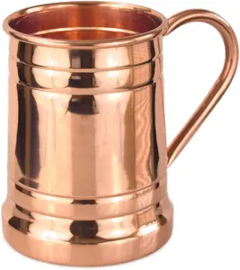 PURE COPPER  MUG   Tankard Look -   Pure Copper  Stein - Solid Copper,No Lining - Polished Copper Inside & Out - 18 oz  Ice Cold , Moscow Mules, & Recipes E-book
