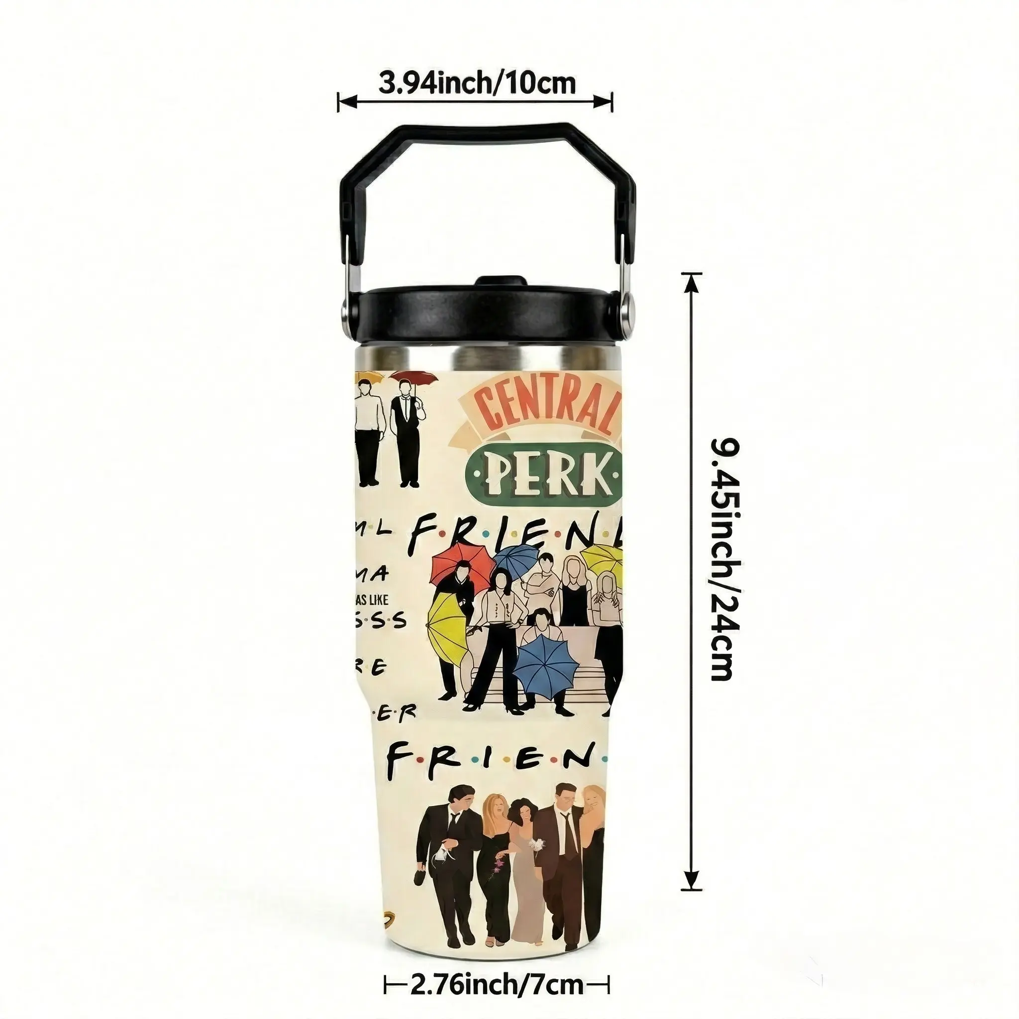 1pc 30oz Stainless Steel Insulated Tumbler, Vacuum Insulated Tumbler, Friends TV Show Design, with Lid and Straw,Mother's Day Gift,A gift for mom, Great for Coffee Lovers, Office, Travel, Gift for Sitcom Fans, Valentine’s Day, Birthd