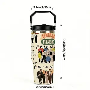 1pc 30oz Stainless Steel Insulated Tumbler, Vacuum Insulated Tumbler, Friends TV Show Design, with Lid and Straw,Mother's Day Gift,A gift for mom, Great for Coffee Lovers, Office, Travel, Gift for Sitcom Fans, Valentine’s Day, Birthd