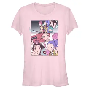 Juniors Womens KPop Demon Hunters Huntrix Manhwa Panels T Shirt