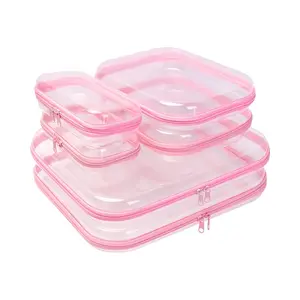 Transparent storage bag, transparent hard zipper, PVC plastic transparent storage bag, portable storage for girls, various things, travel, makeup tools, jewelry boxes, toy storage bag, high transparency