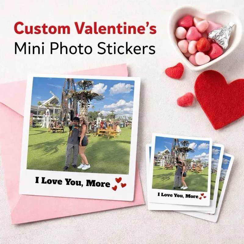 Personalized Photo Sticker for Phone - Aesthetic Mini Size Art Accessory with Strong Adhesive & Durable Finish, Anniversary Gift for Couples, Accessories, Cellphone, Customized, Strong Adhesion, Smartphone, Casing, Lightweight, Smooth Print
