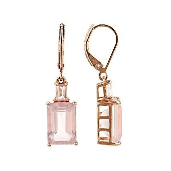 JTV Pink rose quartz 18k rose gold over silver earrings