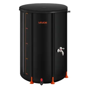 VEVOR Collapsible Rain Barrel, 66 Gallon Portable Rain Water Collection Barrel, 500D PVC Rainwater Collection System, Garden Water Catcher Tank Storage Container with Spigot Overflow Kit, Black