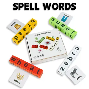 Toddler English Spelling Board Game - Alphabet Flashcards& Building Blocks, Early Learning Educational Toy