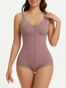 1 Count Women's Butt Lifting And Tummy Control Shapewear Bodysuit, Underwear, High Compression Jumpsuit, Tight Body Shaper, Solid Color with Adaptable Shoulder Band And Hooks Closure, Suitable For Various Occasions, Fit