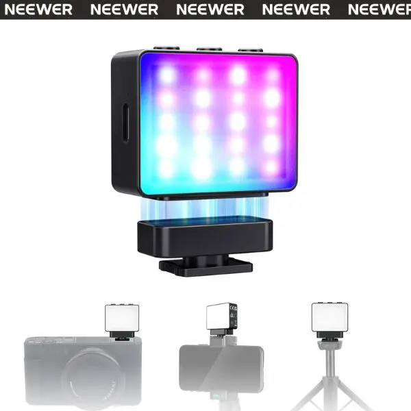 NEEWER M23 Magnetic RGB Camera Auxiliary Light, 1.5W Plastic Small Cold Shoe LED Panel Video Photo Fill Lighting for DSLR Action Cam Phone Cage AC024 OSMO Pocket 3 Mount & M21, CRI95+ 500mAh