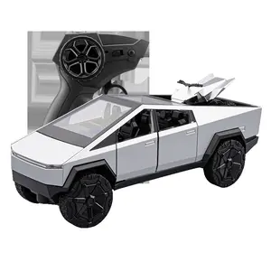 1:24 Scale Alloy Body RC Cyber Truck, 2.4GHz 4WD High Speed Remote Control Car, 30+ MPH Drift Racing Car with LED Lights, Realistic Simulation Model for Adults & Kids 8+