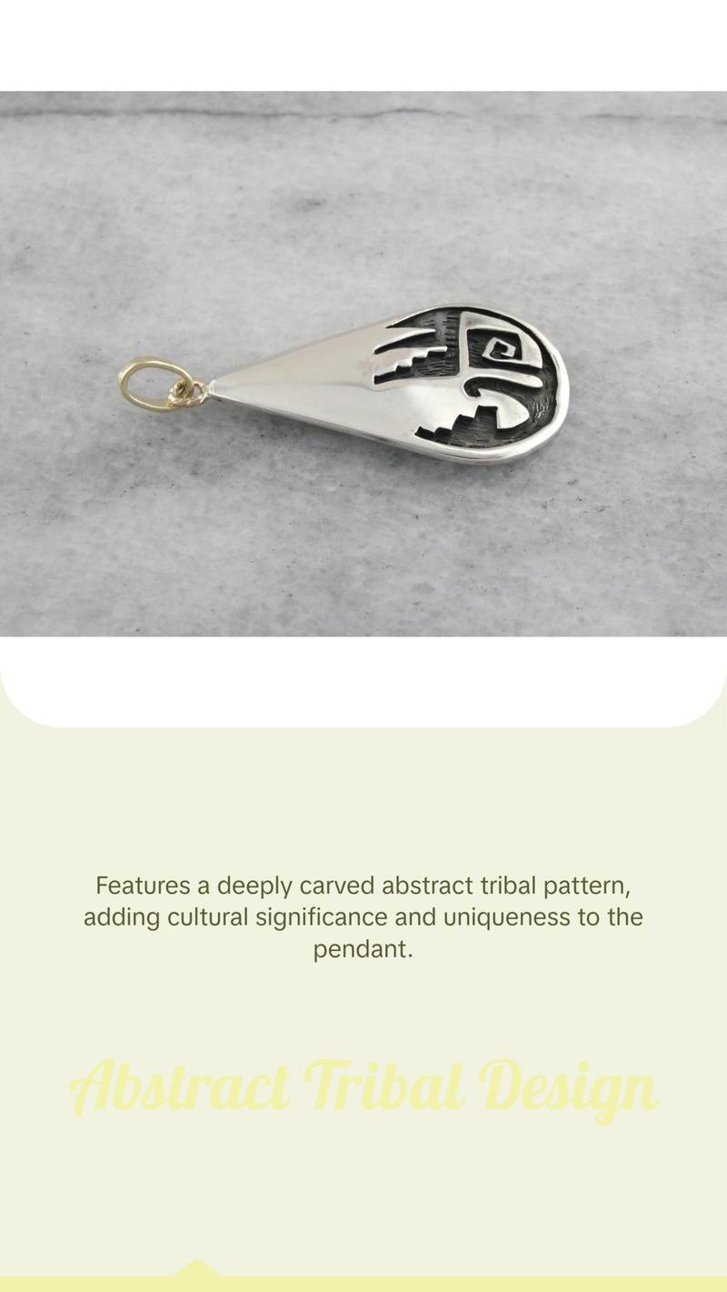 Native American Tear Drop Pendant with Abstract Tribal Design