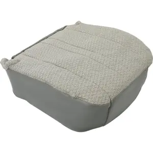 HECASA Bottom Seat Cover Compatible with 2003-2018 Chevy Express GMC Savana Van 1500 2500 3500 Left Driver Side Cloth + Artificial Leather Pewter Gray Truck Cushion Protector Replacement