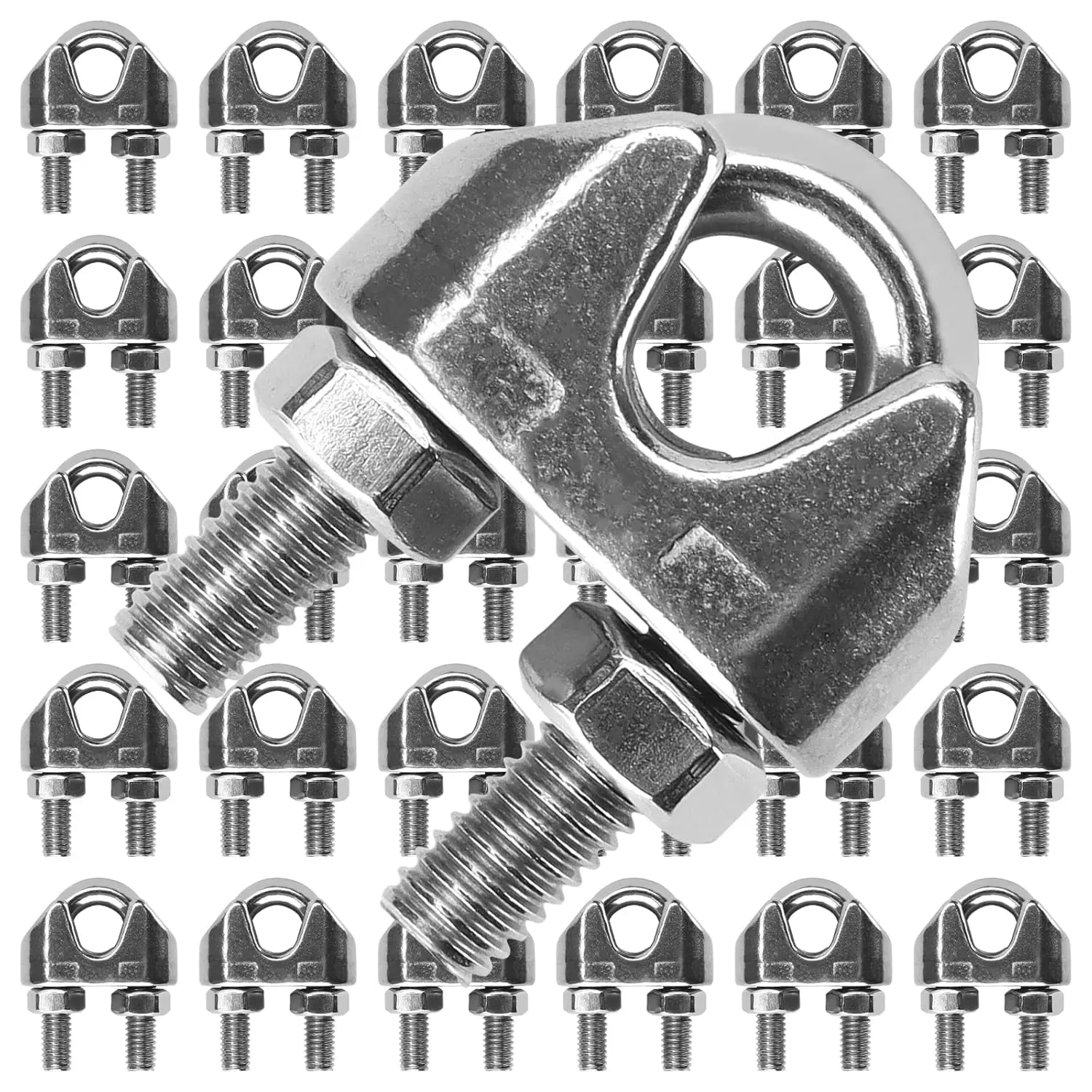 30 Pack 5/16 Inch M8 Wire Rope Clamp, 304 Stainless  Clamps, U Bolt Saddle Fastener