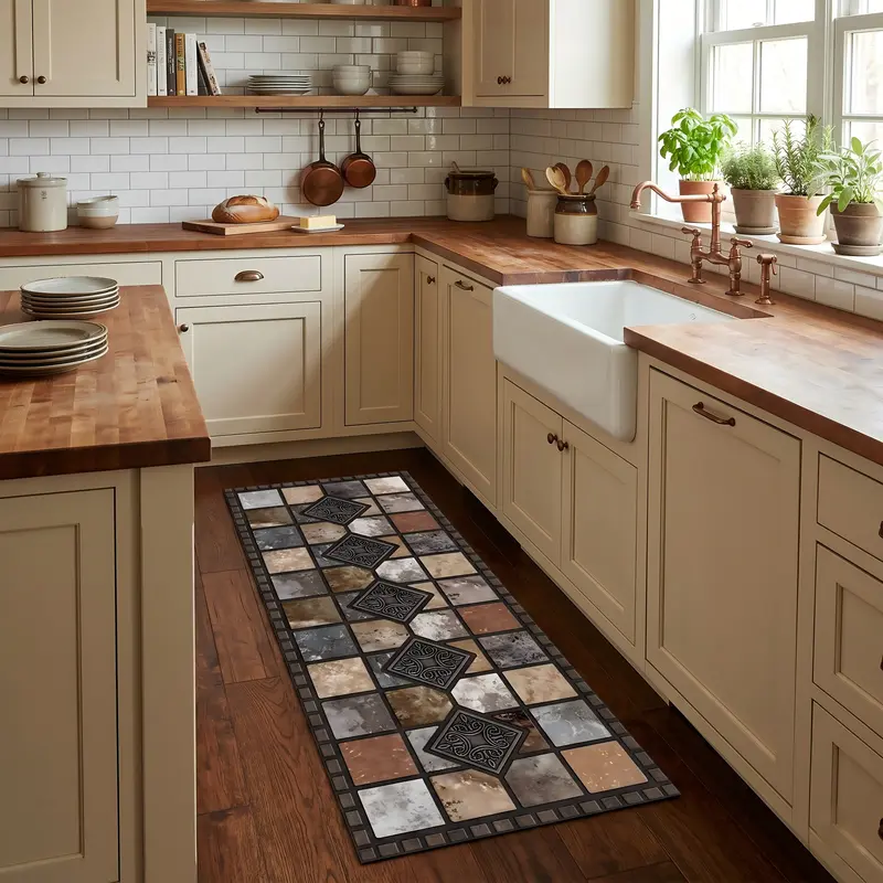 Larger Size Wider Coverage Runner Mat - Non-Slip Backing, Machine Washable Polyester Textile, Versatile Decorative Kitchen Floor Mat, Machine Washable Rugs, Entryway Rug for Hallway, Bedroom, Bathroom - Ideal for Easter, Thanksgiving, Home Decorative Rugs