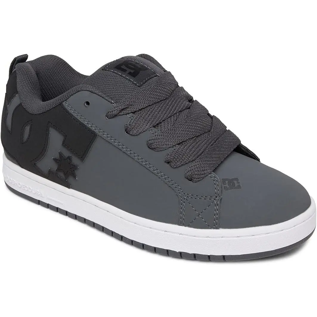 DC Men's Court Graffik Skate Shoe, Dark Grey/Black/White,13 M US