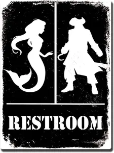EYSL Vintage Tin Sign Restroom Sign Mermaid Pirate Family Restroom for Restroom Door Wall Decor 6x8inch-Sign