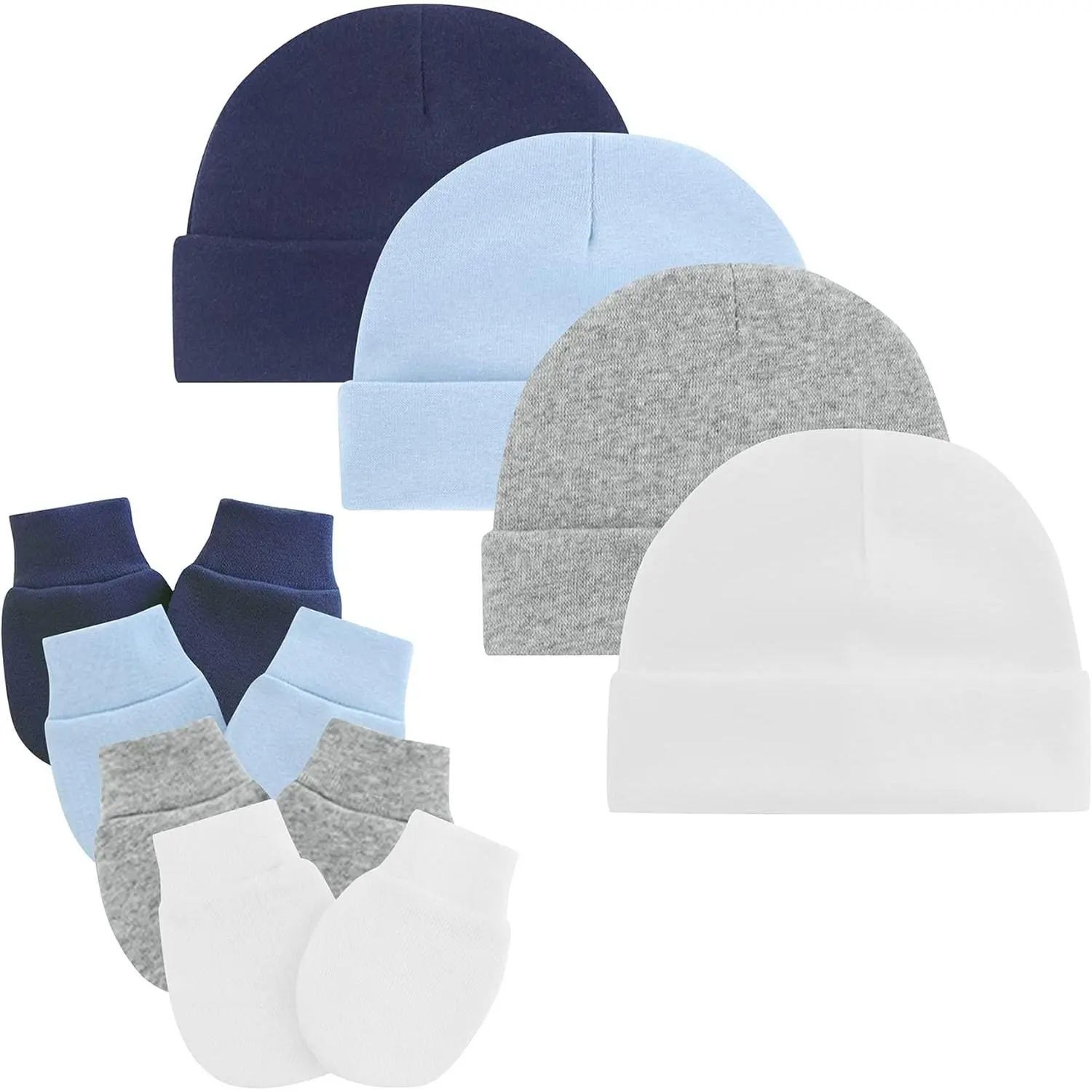KF5-KC005  Baby Hats and Mittens Newborn Hospital Hat Essentials Warm Knit Beanie Safety Anti-Scratch for Boys Girls 0-6M