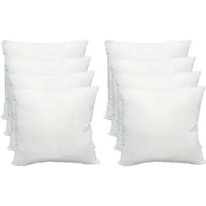 Luxury Throw Pillow Inserts Pack of 8 18 x 18 inches Hypoallergenic Ultra Soft White Polyester Microfiber Durable Couch Cushion Fillers