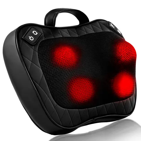 Neck, Back & Lower Back Massager with Heat – Deep Kneading Shiatsu-Style Pillow for Full Body Relaxation, Home Office Use, Ergonomic Design, Soothing Heat & Corded Operation