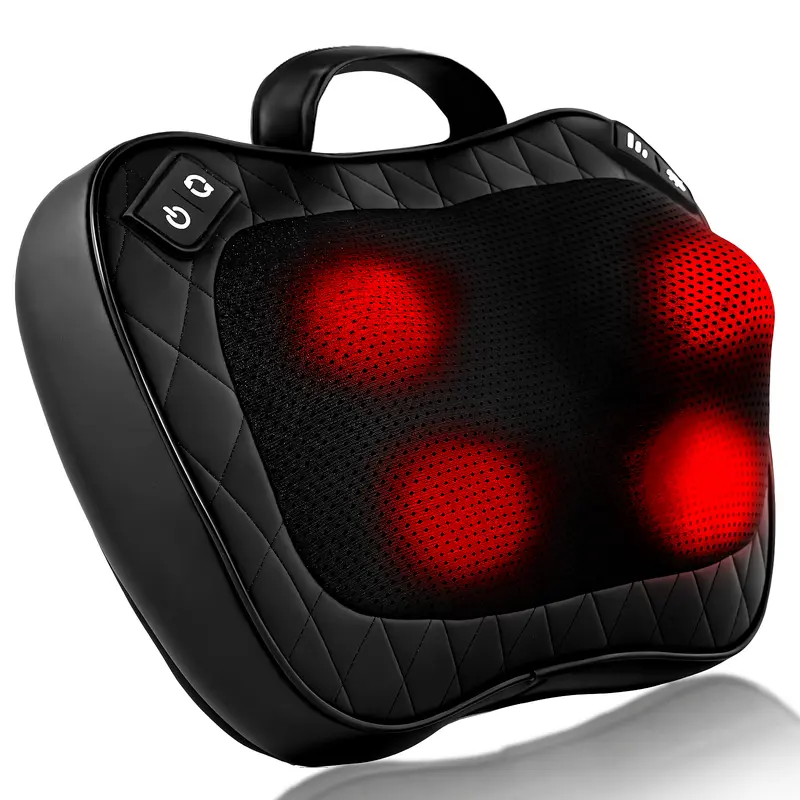 Neck, Back & Lower Back Massager with Heat – Deep Kneading Shiatsu-Style Pillow for Full Body Relaxation, Home Office Use, Ergonomic Design, Soothing Heat & Corded Operation