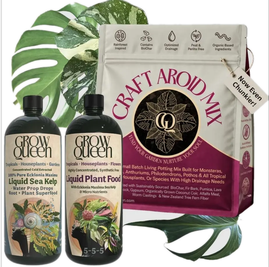 Aroid Collector's Kit - Craft Aroid Potting Mix, Organic 5-5-5 Liquid Plant Food & Kelp Extract Bundle - Starter