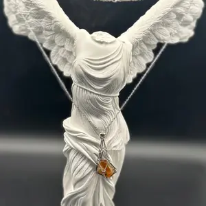 Crystal Cage Pendant Necklace (Swappable Stone Design) | Crescent Cast