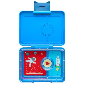Yumbox Snack Leakproof Bento Lunch Box (Surf Blue with Rocket Tray) Snack Size Bento with built in dip well, 2 cup volume, Easy Open Latch, Perfect for anyone that Snacks. Compact and lightweight, fun colors and designs  with Lid Silicone snack box
