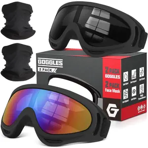 2 Pack  Goggles with 2  Gaiters, UV400 Protection Dirt  Goggles Dust-proof Motocross ATV Skiing Goggles