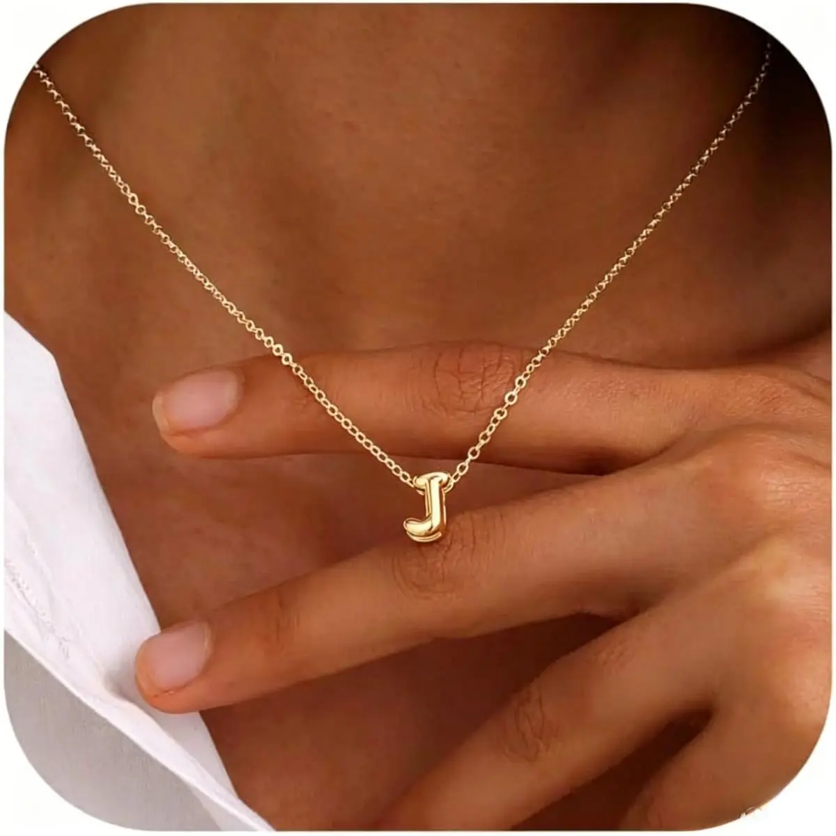 14K Gold Plated Bubble Letter Necklace Dainty Cute Choker Pendant Stack Jewelry Fashion Accessories Teen Trendy Gift