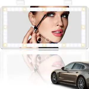 Car Sun Visor Makeup Mirror, LED Touch Screen Adjustable Brightness Auto Interior Makeup HD Mirror, Rechargeable Vanity Mirror,girly car accessories,car stuff
