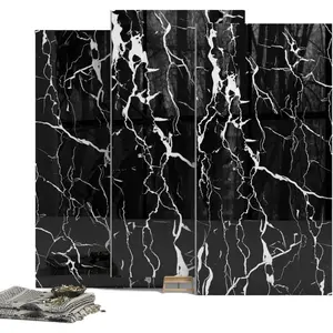 10-Pack Peel and Stick Black Marble Wall Panels (11.8" x 23.6") – 19.4 Sq. Ft. Waterproof PVC Tiles for Kitchen, Bathroom, Living Room & Accent Walls – Heat-Resistant Self-Adhesive Backsplash Tiles,cool stuff for room