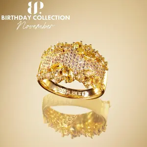 BP November Birthday Ring Collection-Unrevealed fizzable cube. Beautiful Citrine Stone