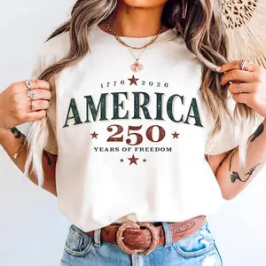 Retro Usa 250th Anniversary 2026 T-shirt, 250 Years Of America Patriotic Graphic 4th Of July Shirt, Usa Patriot 1776 T-shirt, Gift For Her, Him, Unisex Graphic Top Streetwear