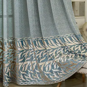 Leaf Print Home Decoration Curtain, Modern Light Luxury Curtain, Privacy Grommet Curtains, Easy Install Curtain, Window Screening for Home Living Room Bedroom, Home Decor Supplies