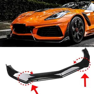 Front Bumper Lip Spoiler Splitter Glossy Black Body Kit For Chevy Corvette C8