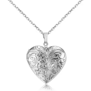 Flower Locket Necklace That Holds Pictures Pendant Jewelry Ideal Birthday Gifts
