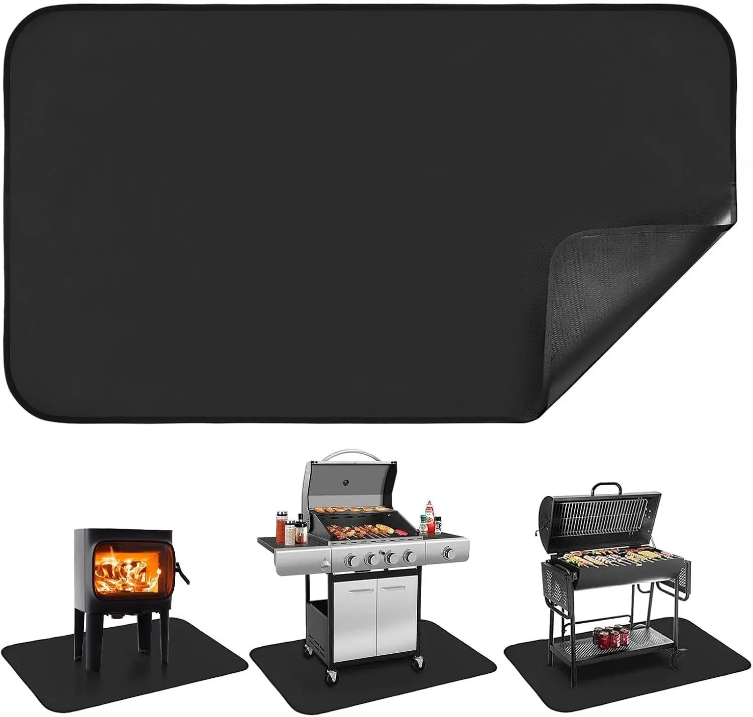 Hearth Rugs for Fireplaces, Fireproof Fireplace Mat, Gas Grill Splatter Mat for Outdoor, Flame-Resistant Pad Fiberglass Rug Indoor Outdoor, Deck Patio Protective Rug(Size:M: 42x24 Inch)
