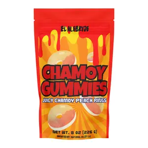 El Alebrije - Peach Ring Chamoy Gummies 8 Oz (226 g) |  Juicy Chamoy Peach Rings - Jugosas Gomitas Sabor Durazno Cubiertas con Chamoy | Sweet & Spicy