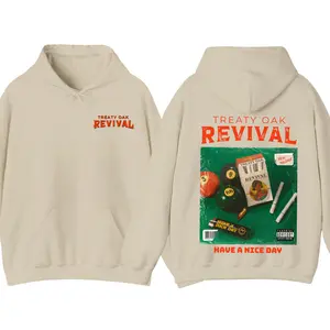 Treaty Oak Revival Hoodie, 2-Sided Band Merch Pullover, Cotton Streetwear Hoodie, Casual Graphic Apparel for Music Fans