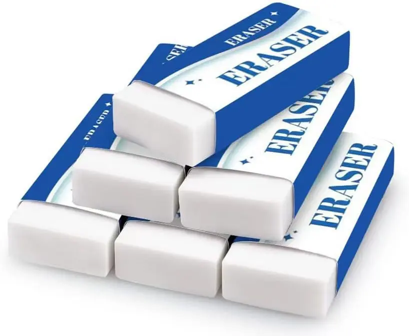 6-Pack Large White Art Erasers, Portable Office & School Correction Supplies for Drawing & Home Use