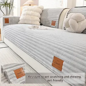 1pc Soft Classic Striped Sofa Cover, Sofa Slipcover, Soft Sofa Protector, Comfortable and Skin-Friendly, Anti-Slip and Dust-Proof, for Homes with Kids and Pets