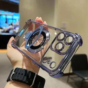 Magnetic Stand Shockproof Phone Case for iPhone 16 Pro Max 17 Pro Max 16 15 14 13 12 11, Anti-Drop Protective Cover with Kickstand