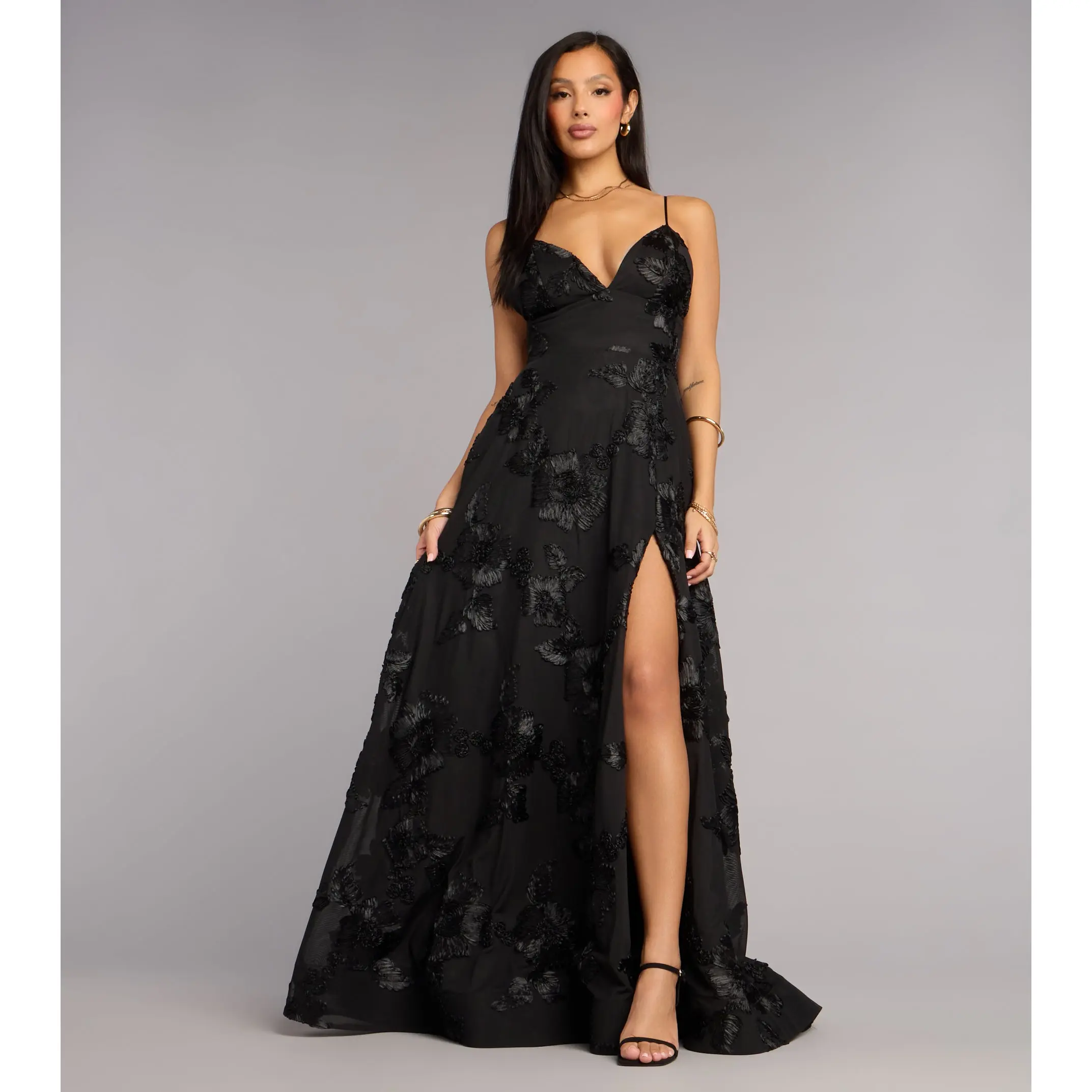 Quinn Soutache A-Line Slit Formal Dress Quinn Soutache A-Line Slit Formal Dress