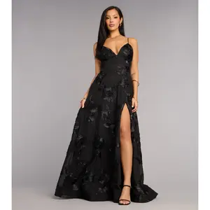 Quinn Soutache A-Line Slit Formal Dress