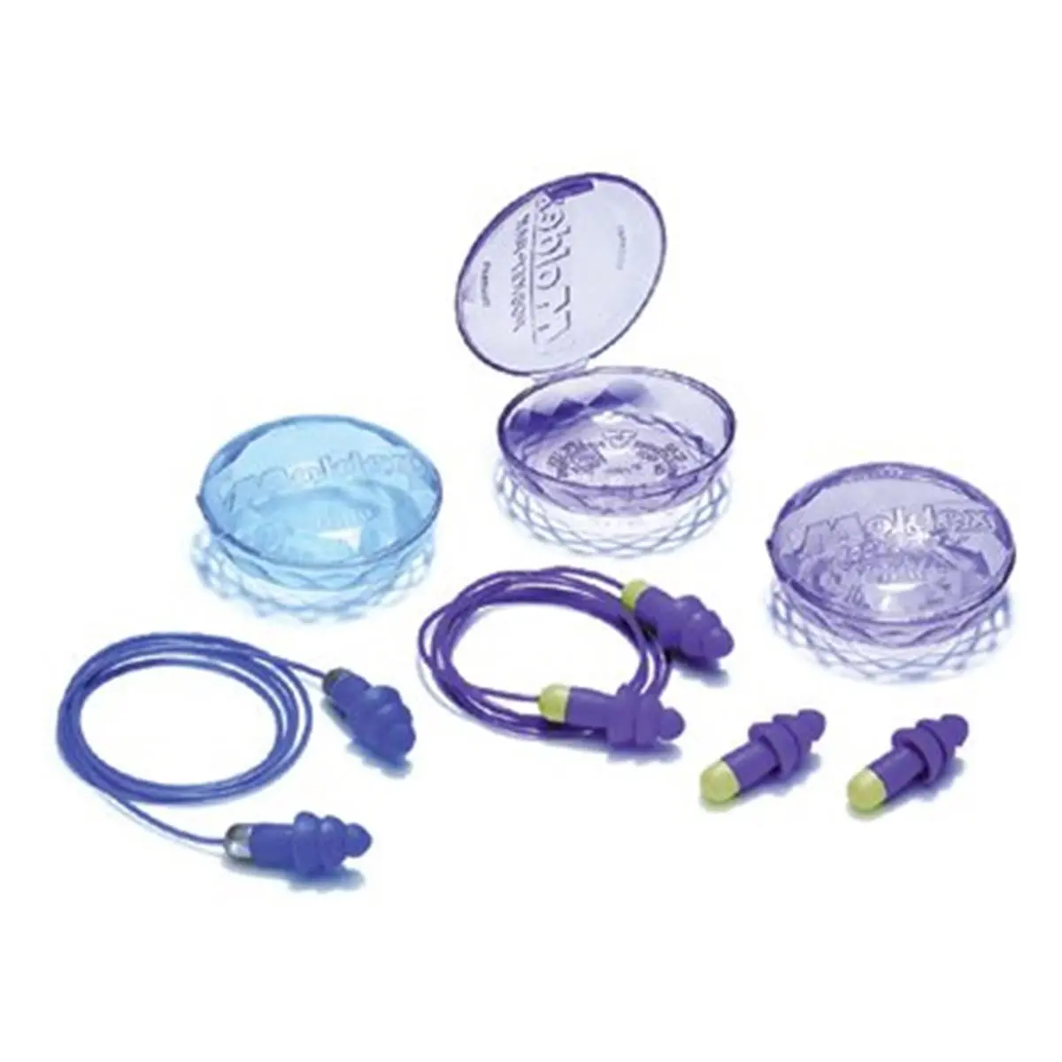 MOLDEX Rocket Reusable Earplugs with Cloth Cord, 50 Pairs with Pocket-Pak Carrying Cases, Washable & Cushioned with Easy Grip Handle, Insert, Loop Ear Plugs Swimming Earplugs
