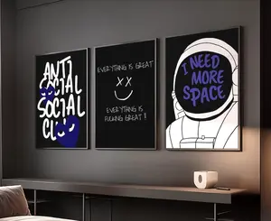 Set of 3 HypeBeast Room Decor, Men Room Wall Art, Gift For Him, Wall Art, Anti Social Club Poster, Urban Wall Art