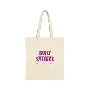Built in Silence graphic Tote Bag | Bold purple text logo, minimal design
