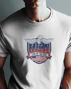 "USA Land Of The Free T-Shirt - Cool 4th Of July Tee - Patriotic Statement Clothing - National Pride Style Apparel - American Bald Eagle Top"