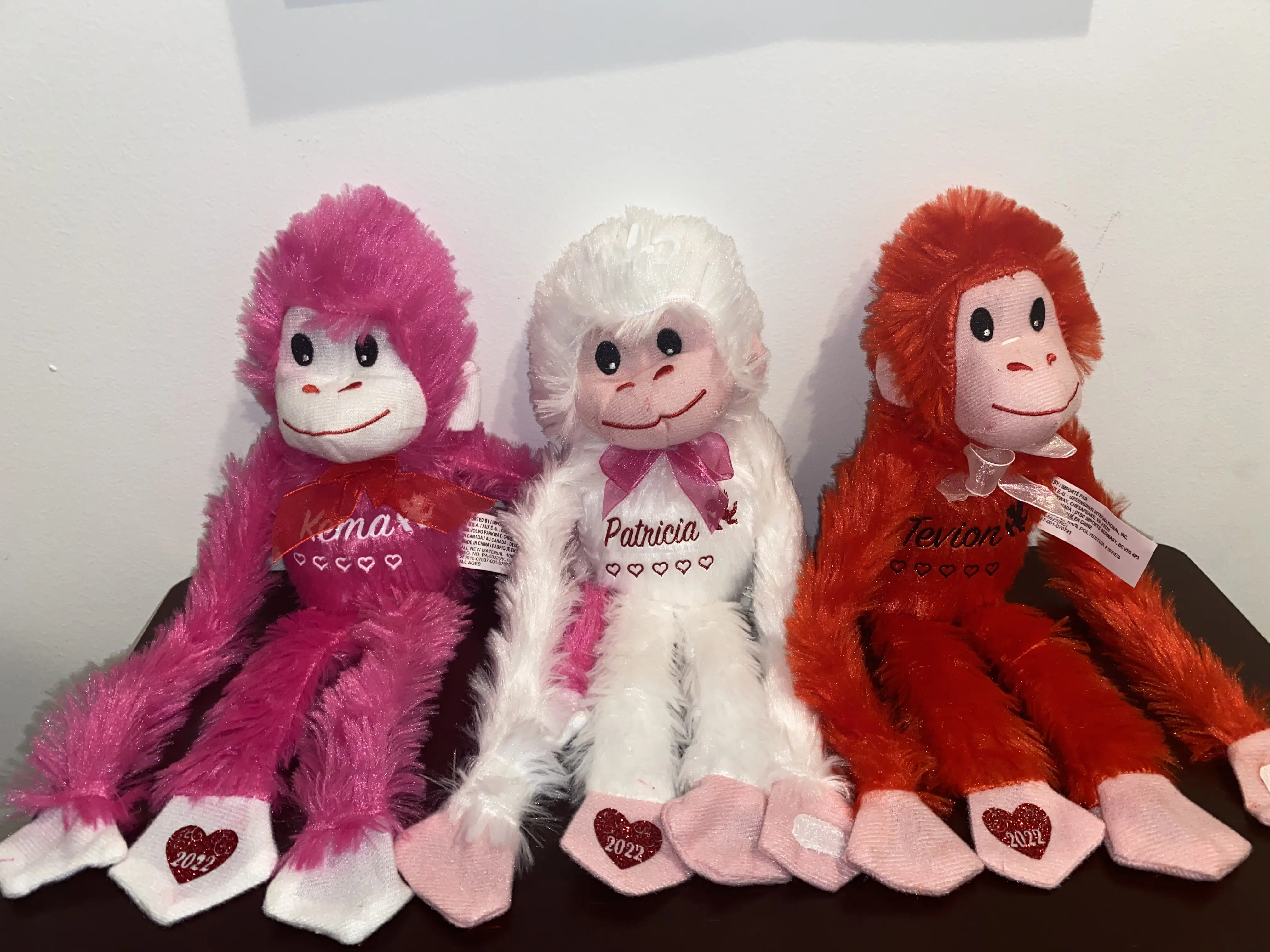 Personalized Plush Valentine's Day Monkey, Valentine's Party Decoration, Valentine's Theme Decoration, Anniversary Gift, Valentine Plush, Birthday Gift Fur Ornaments