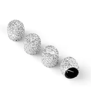 Handmade Crystal Rhinestone 4 Pack Valve Stem Caps for Tire Valve Protection, Dustproof Bling Car Accessories for Cars, Trucks & Motorcycles