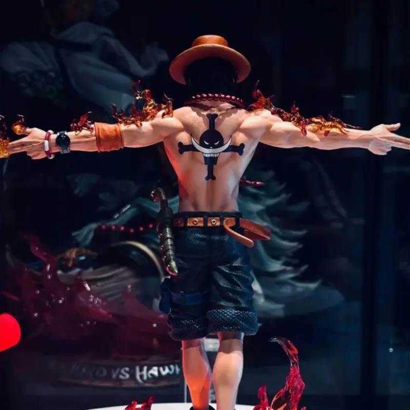 Ace Action Figure Flame Effect Beard Tattoo Rock Platform Desktop Decoration Ornament, Anime Collectible Model Toy, Desktop Decor Figures, Figurines For Collectors